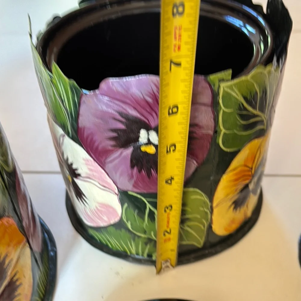 Floral Ceramic /Metal hand painted Canister Set - Multicolor - Picture 9 of 12